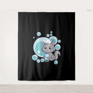 Cat Bubble Tea Gift Funny Boba Tea Cats Design Tapestry