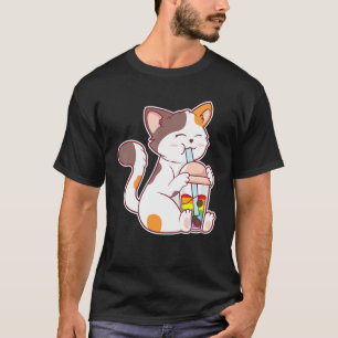 Cat Bubble Tea Lgbt Gay Pride Lgbt Flag T-Shirt