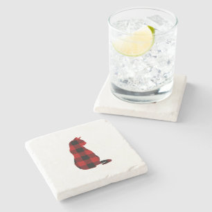 Cat Buffalo Check Stone Coaster