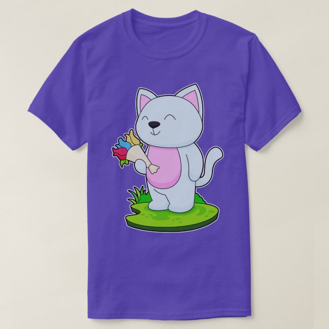Cat Bunch of Flowers T-Shirt (Design Front)