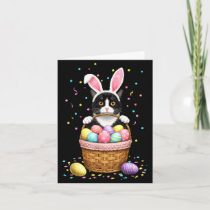 Cat bunny ears eggs meowy easter rabbit lover menC Card