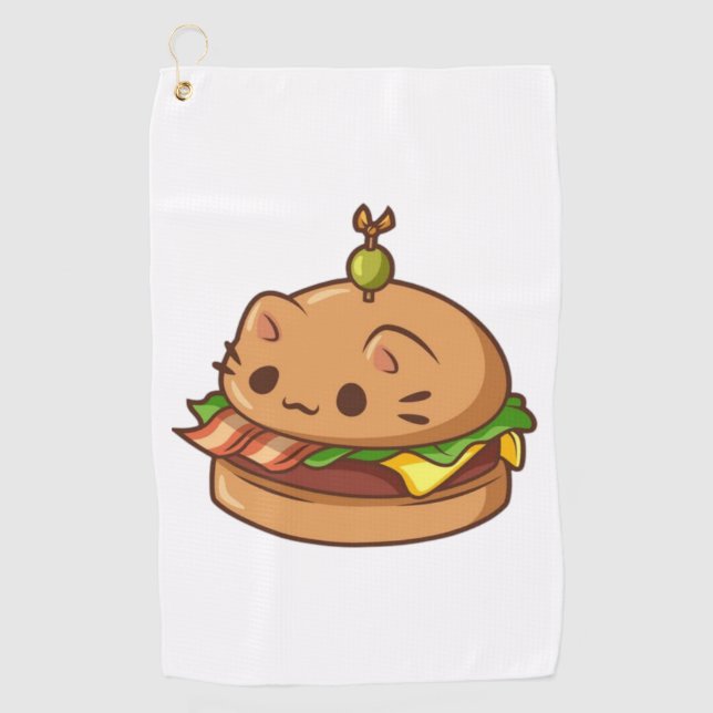 Cat Burger 2 Golf Towel (Front)