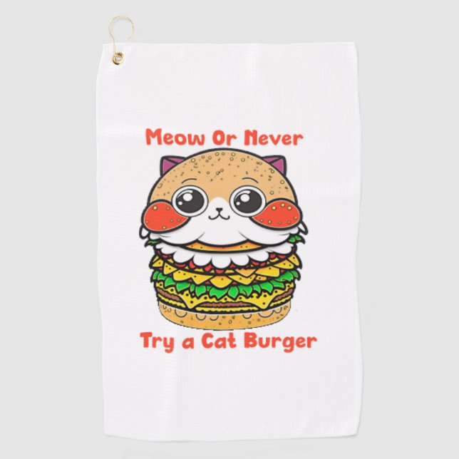 Cat Burger  Golf Towel (Front)