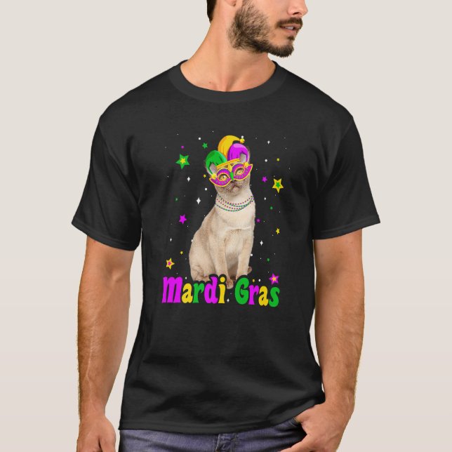 Cat Burmese Mask Mardi Gras Carnivals Animals Cat T-Shirt (Front)