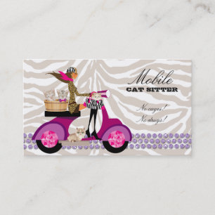 Cat Business Card Zebra Scooter Cute