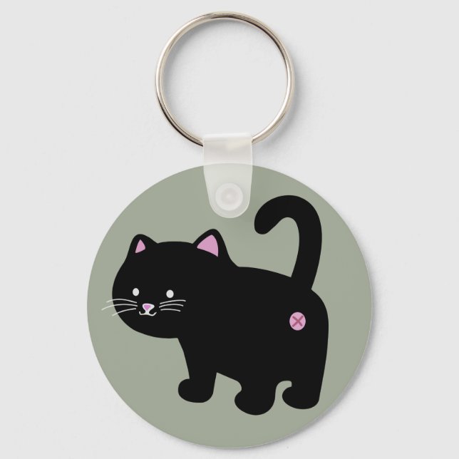 cat butt black key ring (Front)