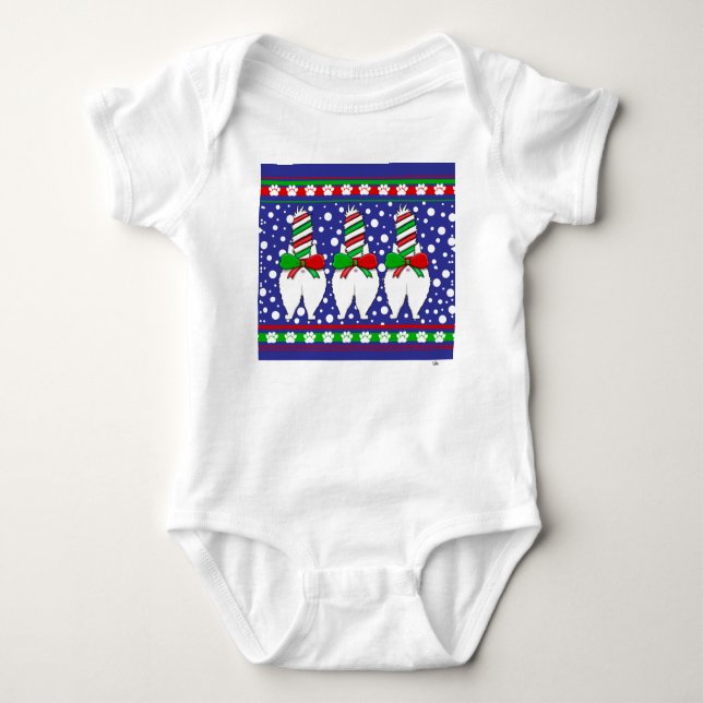 Cat Butt Christmas Green Baby Bodysuit (Front)