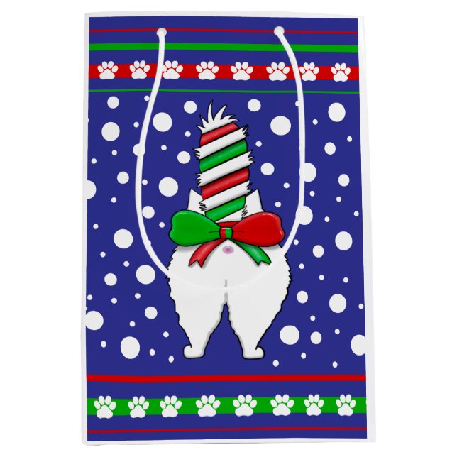 Cat Butt Christmas Green Medium Gift Bag (Front)