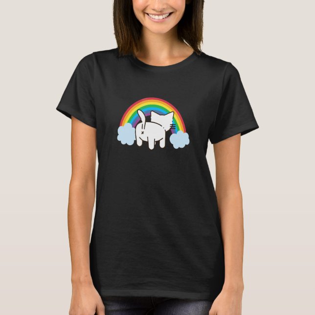 Cat Butt With Rainbow Clouds Cat Silly Ignoring Yo T-Shirt (Front)