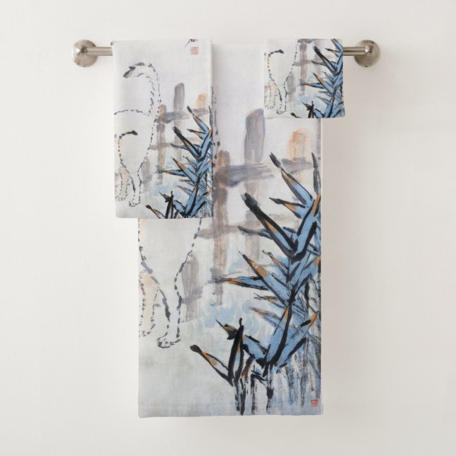Cat & Butterfly, XuGu (Zhu Huairen) Bath Towel Set (Insitu)