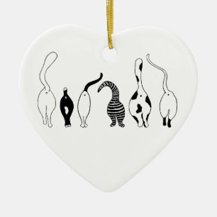 Cat Butts Ceramic Tree Decoration