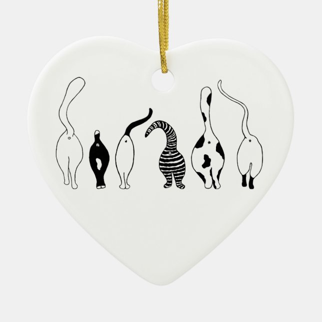 Cat Butts Ceramic Tree Decoration (Front)