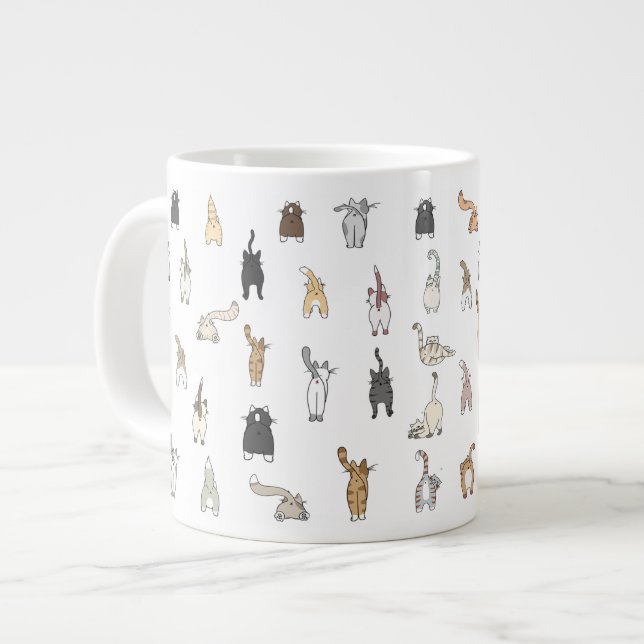 Cat Butts, Crazy Cat Lady, Kitten Butts, Funny Cat Large Coffee Mug (Front Left)