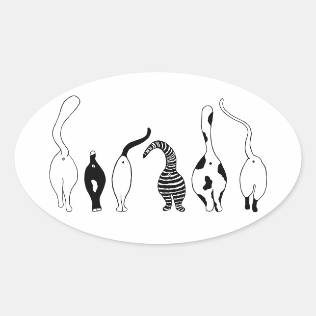 Cat Butts Oval Sticker (Front)