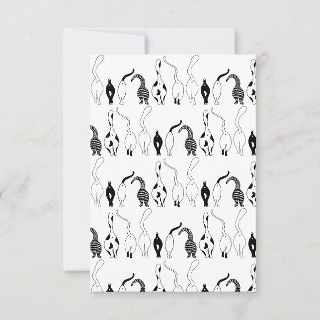 Cat Butts Pattern Thank You Card (Front)
