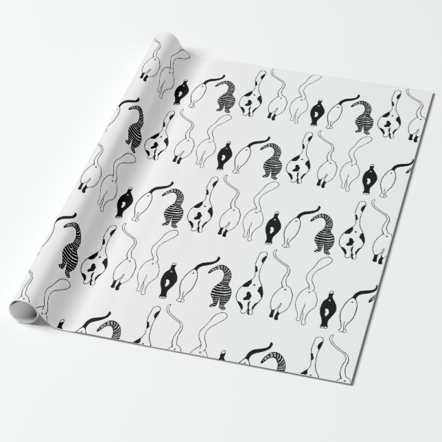 Cat Butts Pattern Wrapping Paper (Unrolled)