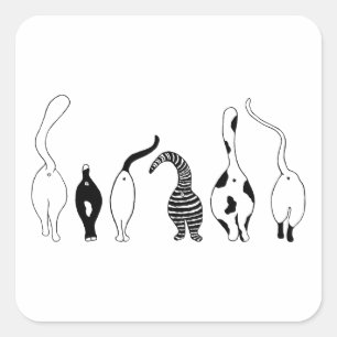 Cat Butts Square Sticker