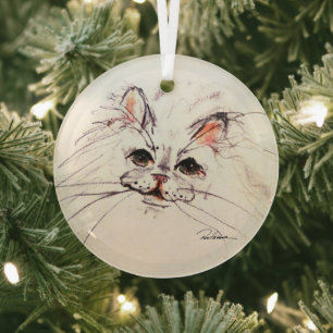 Cat by Hevener Glass Tree Decoration