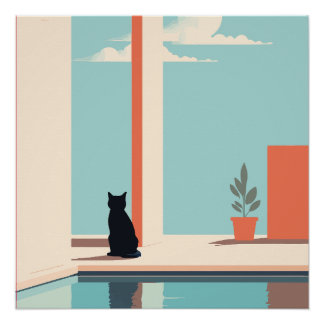 cat by the pool poster