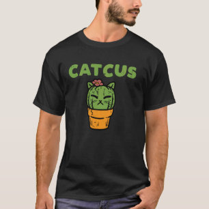 Cat Cactus Cute Succulent Plant Kitten Women Girls T-Shirt
