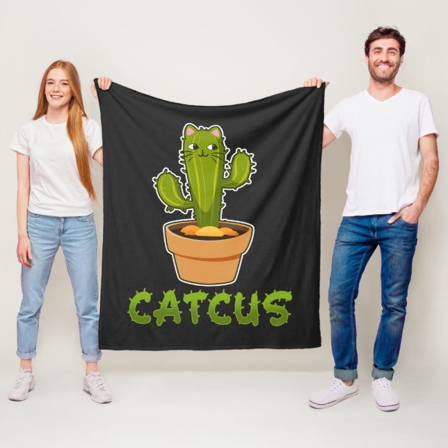 Cat Cactus Pet Plant Fleece Blanket (In Situ)