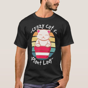 Cat Cactus Succulent Crazy Cat Lady Gardening T-Shirt