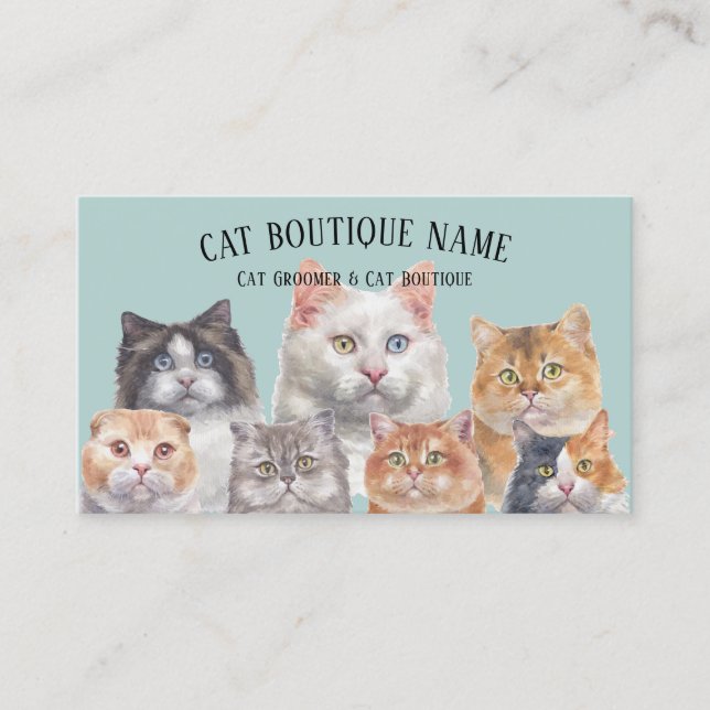 Cat Cafe Adoption Lounge Business Card (Front)