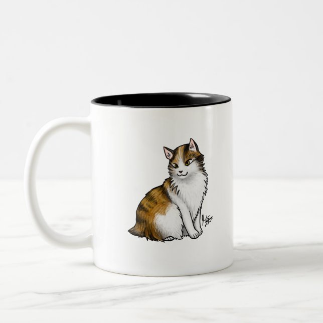 Cat Calico Tailless Two-Tone Coffee Mug (Left)