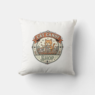 Cat Candy Shop Cat Candy Shop Cat Vintage Vector A Cushion