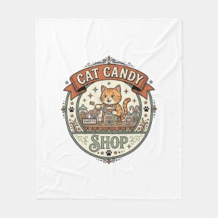 Cat Candy Shop Cat Candy Shop Cat Vintage Vector A Fleece Blanket