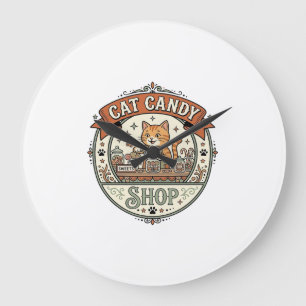 Cat Candy Shop Cat Candy Shop Cat Vintage Vector A Large Clock