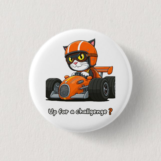 Cat car racing Acrylic Keychain 3 Cm Round Badge (Front)