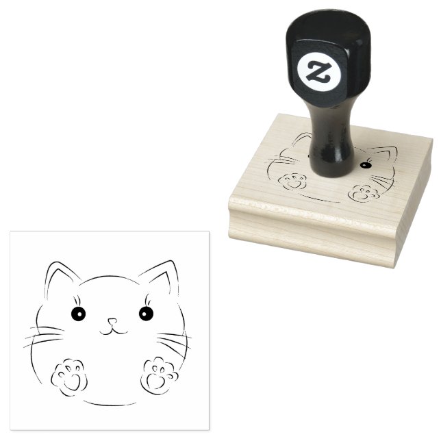 cat card rubber stamp (Stamped)