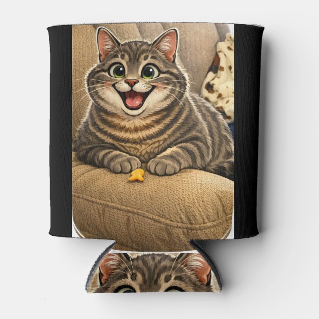 Cat caricature can cooler (Front)