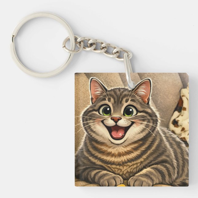 Cat caricature  key ring (Front)