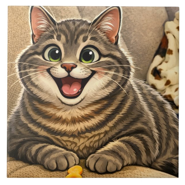Cat caricature tile (Front)
