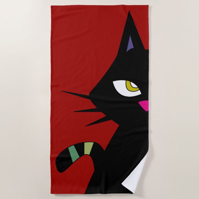Cat cartoon beach towel (Front)