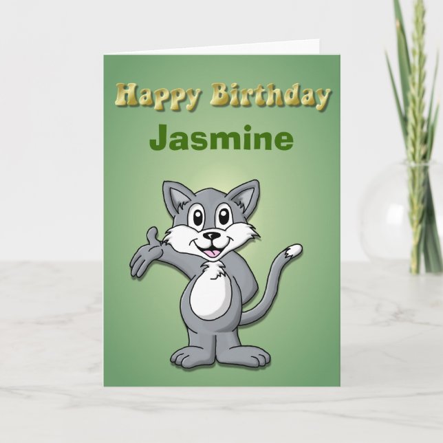 Cat Cartoon-Happy Birthday Card (Front)