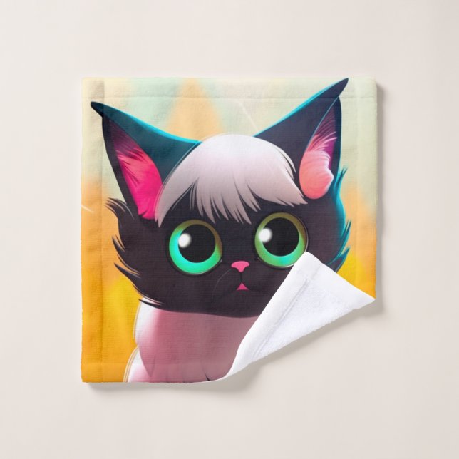 Cat Cartoon Wash Cloth (Wash Cloth)