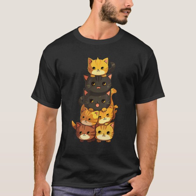 Cat Cat Cute Kitty Pile T-Shirt (Front)
