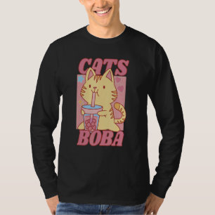 Cat Cat With Bubbletea Boba Beads Cute Colourful C T-Shirt