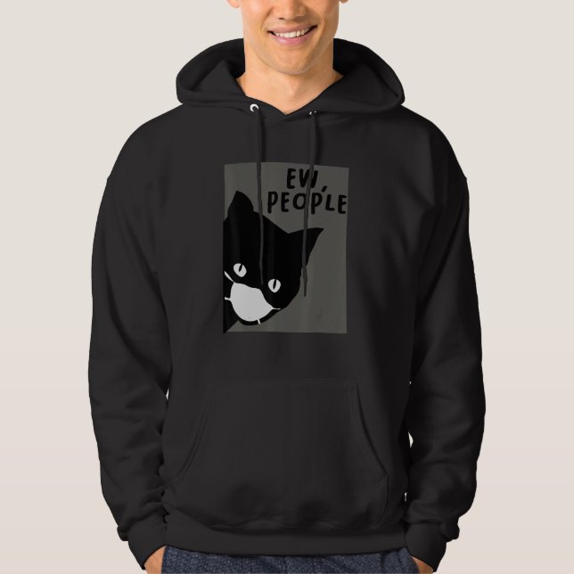 Cat Cat With Face Mask Ew People Cat 1 Hoodie (Front)