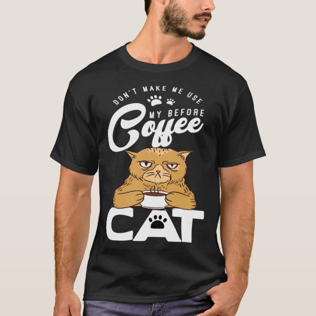 Cat Cat Work Colleague Coffee Drinker T-Shirt (Front)