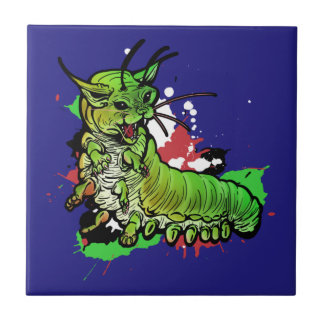 Cat Caterpillar green Tile
