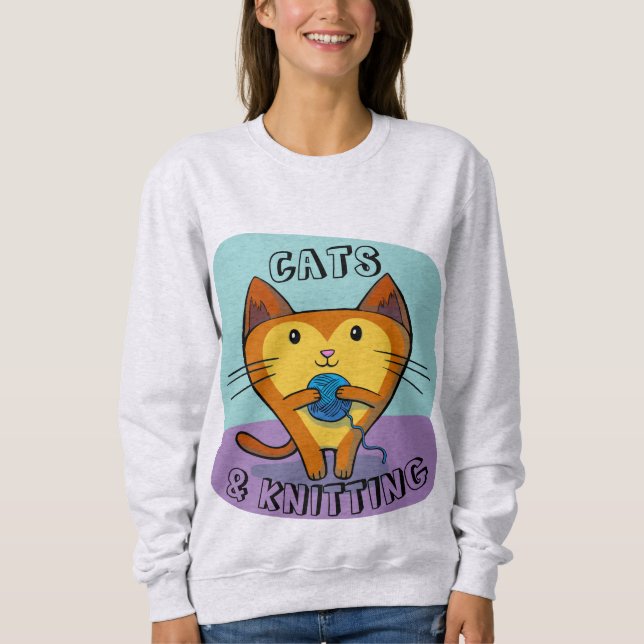 CAT CATS AND KNITTING T-SHIRTS (Front)