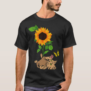 Cat Cats and sunflowers kitten sunflower butterfly T-Shirt