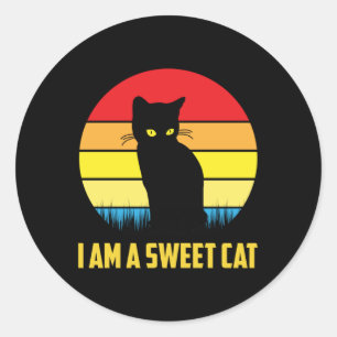 Cat Cats Cat Lover Kitten Vintage Retro Gift Idea Classic Round Sticker