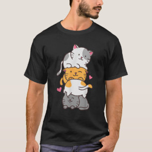 Cat Cats Cute Kitty Pile Anime Kawaii Neko Stack G T-Shirt