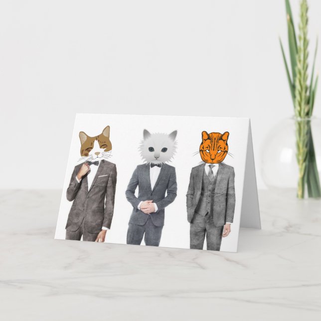 CAT CATS WEARING A SUIT BIRTHDAY CARDS (Front)