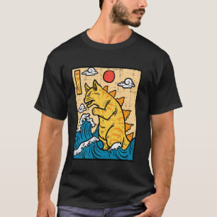 Cat Catzilla Funny Japanese Wave Art Men Women Kid T-Shirt